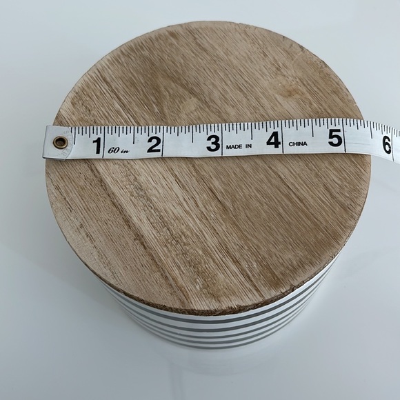 Large Ceramic Canister with Wood Lid-Black Stripe - Picture 3 of 5